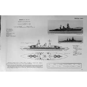   1953 54 WW1 Battle Ships Mutu Nagato Hyuga Ise Japan