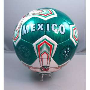 Handsewn Futbol Soccer Ball   Green & White   Mexico Design:  