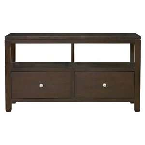 Wood 48 Walnut Finish Credenza with Nickel Accents  