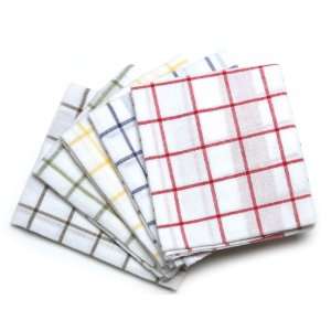  Mahogany Windowpane Check Kitchen Towels, 5 Assorted 