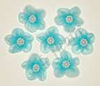 Color Iridescent Sequin Flower Appliques x 30 Blue  