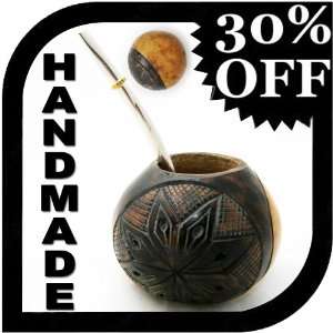  ARGENTINA MATE GOURD CUP YERBA TEA CUP STRAW BOMBILLA KIT 
