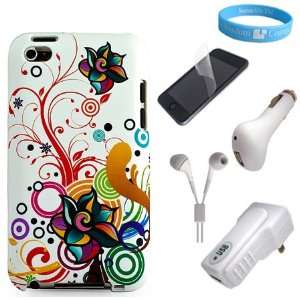  Flower Case for iPod Touch 4G + Clear Screen Protector + iTouch 4G 