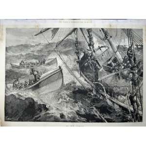    1877 Ship Stormy Sea Life Boat Rescue Boat Fine Art