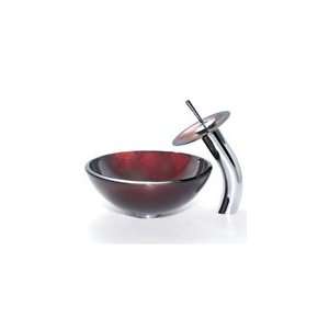  Kraus Above the Counter 14 inch Irruption Red Glass Vessel 