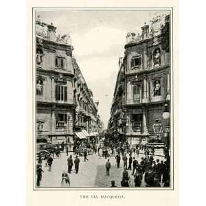  1908 Print Via Maqueda Palermo Sicily Italy Streetscape 
