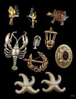 Pc Costume Jewelry Pins Earrings Lobster Turtle Starfish Sterling 