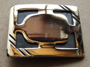 Engravable Jazzed Buckle Gold color Plate Solid with Black 1069  
