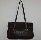 LONGCHAMP Dark Brown Leather Pocket Flap Tote Shoulder Bag Handbag