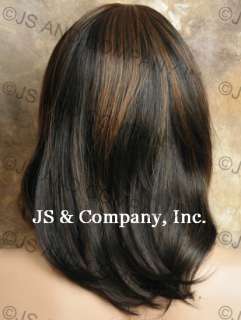HUMAN HAIR Blend Black mix Straight Flat iron Safe Wig  