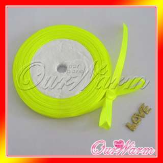 25 Yards Neon / Yellow / Lime Green 6mm 1/4 Satin Ribbon Bow Wedding 