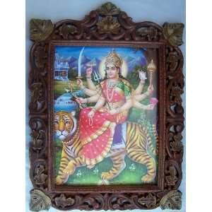  Maa Vaishano Devi with her lion & weapons Poster painting 