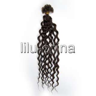 20inch Nail tipped Wavy/Curly Remy Human Hair Extension in 7 colors 