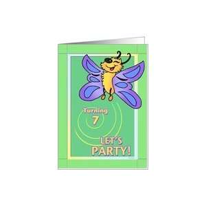  7th Birthday Party Invitation   Butterfly Card Toys 