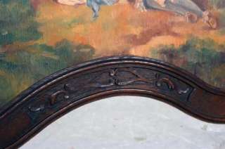 French Liege Mirror Painting Over Mantle Mirror  