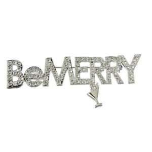 Pack of 6 Be Merry Jewel Encrusted Pin 