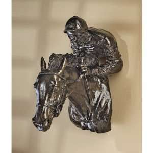  Ettanspalace Horse And Jockey Wall Faux Bronze Sculpture 
