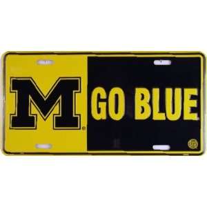  M GO BLUE (U OF MICH) embossed metal auto tag Automotive