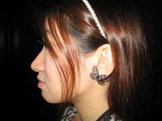 Gift BIG Alloy Black Butterfly Stud earrings New P02s  