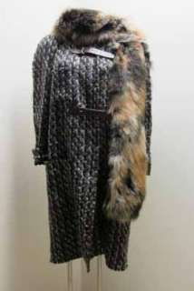 8K Lanvin Removable Fox Fur Stole Wool Blends Tweed Coat 40 Leather 