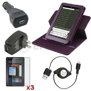   Swivel Leather Case+3x Screen Protector Accessories For Kindle Fire