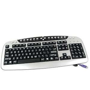  PS/2 Large Print MultiMedia Keyboard (Silver/Black) Electronics
