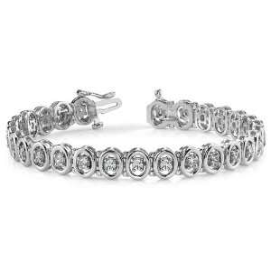  14k White Gold, Classic Two Tone Oval Link Bracelet, 2.98 