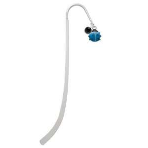  Mini Hot Blue Ladybug Silver Plated Charm Bookmark with 