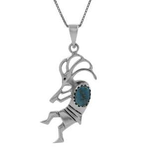    Sterling Silver Oval shaped Turquoise Kokopelli Necklace: Jewelry