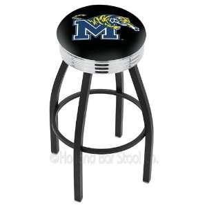   Logo Black Wrinkle Swivel Bar Stool with Chrome Ribbed Accent Ring