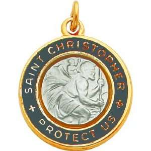  Sterling Silver Resin Saint Christopher Medal: Jewelry