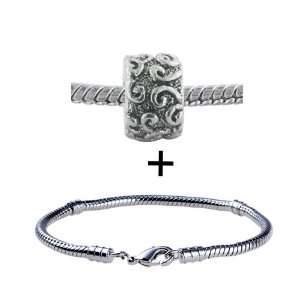  Swirls European Beads Bracelet Fits Pandora Charms Pugster Jewelry
