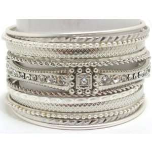  Silver Multi Bangles with Crystal Studs True Fashion NY 