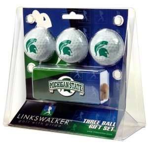  Michigan State Spartans NCAA 3 Golf Ball Gift Pack w Hat 