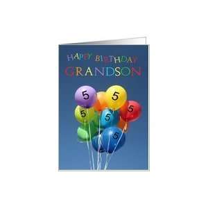  5th Birthday Card for Grandson colored balloons Card: Toys 