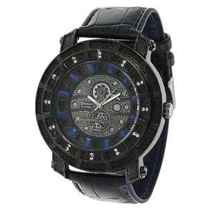   Designs Mens Rhinestone accented Genuine Leather Watch GP Designs