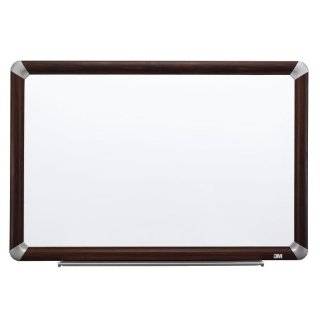 3M Dry Erase Board, Melamine, Elegant Style Mahogany Finish Frame, 48 