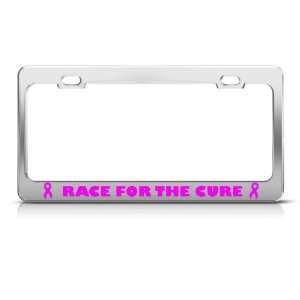  Race For Cure Cancer Pink license plate frame Stainless 