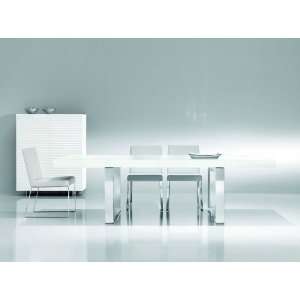 Lacquered Top Rectangular Dining Table by Yuman Mod   Stainless Steel 