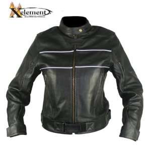 Xelement Womens Classic X Force Black Racer Motorcycle Jacket   Size 