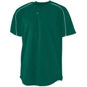  Wicking Two Button Baseball Jersey Green   Large Sports 