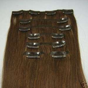  #10 LIGHT BROWN 18 HUMAN HAIR CLIP ON EXTENSIONS Beauty