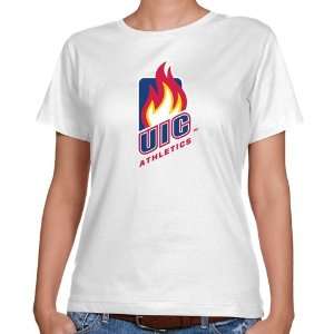  UIC Flames Ladies White Athletics Team Logo Classic Fit T 