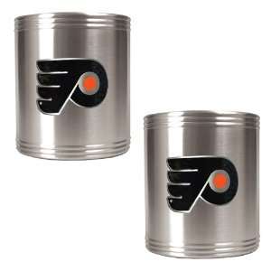   Flyers NHL 2pc Stainless Steel Can Holder Set  Primary Logo Sports