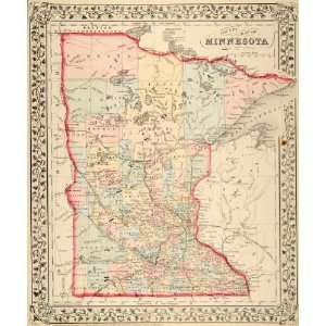   Map Minnesota State Counties W. H. Gamble Antique   Original Print Map