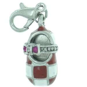  Red Checkered Mary Jane Shoe Clasp Charm Pendant Pugster 