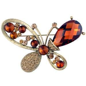    Topaz Butterfly pins Austrian Crystal Insect Pin Brooch: Jewelry