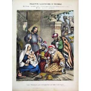   : 1870 Illustrations Bible Worship Offerings Wise Men: Home & Kitchen