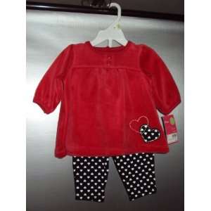   piece L/S Velor Top and Legging Pant Set Red/Black 6 Months: Baby