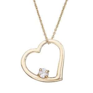 14k Gold Open Heart with Genuine Diamond Childrens Necklace 16 FINAL 